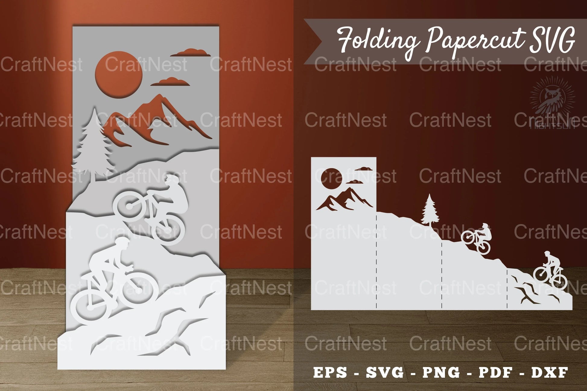 Mountain Bike Folding Papercut SVG Bundle - CraftNest - Digital Crafting and Art