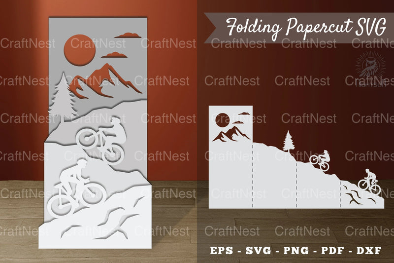 Mountain Bike Folding Papercut SVG Bundle - CraftNest - Digital Crafting and Art