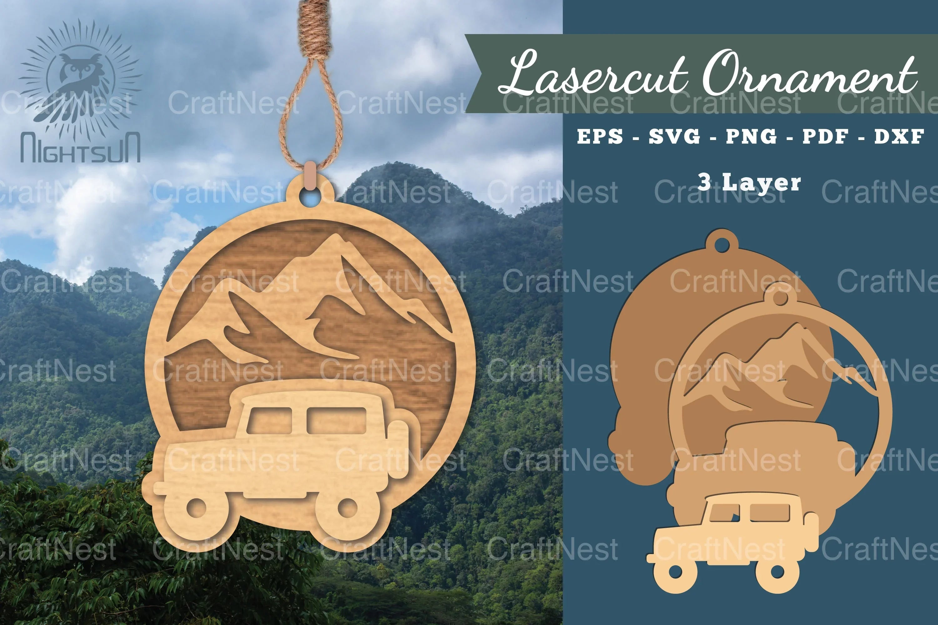 Mountain Car Laser Cut Ornament Clipart Bundle - CraftNest - Digital Crafting and Art