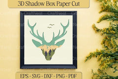Mountain Deer Head 3D Shadow Box Clipart Bundle - CraftNest - Digital Crafting and Art