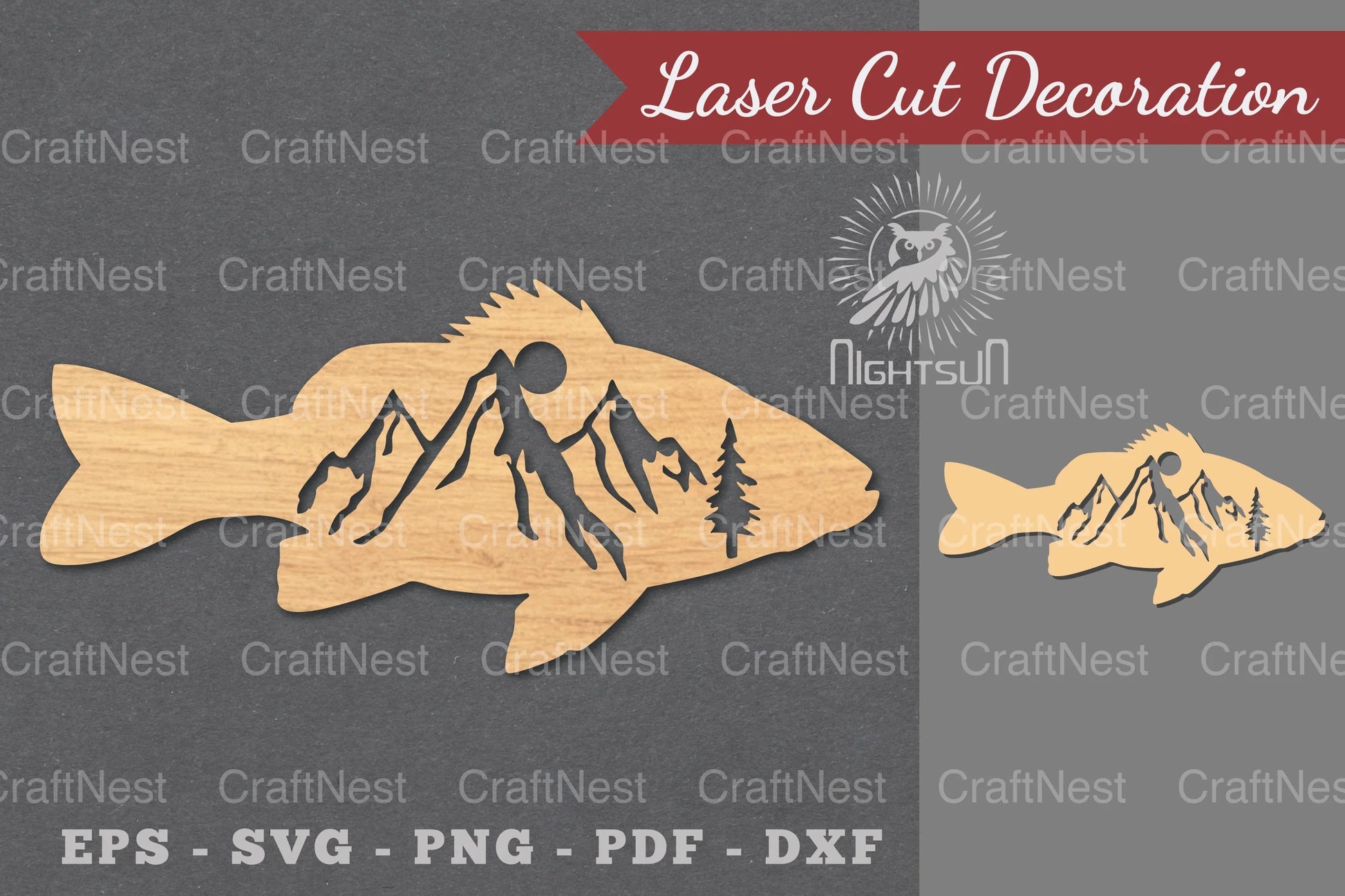 Mountain Fish Laser Cut Decoration Clipart Bundle - CraftNest - Digital Crafting and Art