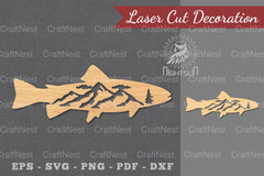 Mountain Fish Laser Cut Decoration Clipart Bundle - CraftNest - Digital Crafting and Art