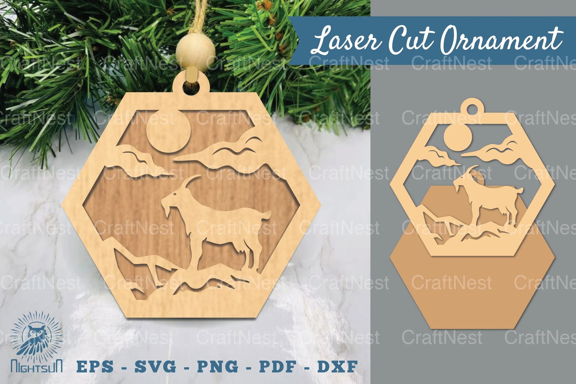 Mountain Goat Laser Cut Ornament Clipart Bundle - CraftNest - Digital Crafting and Art