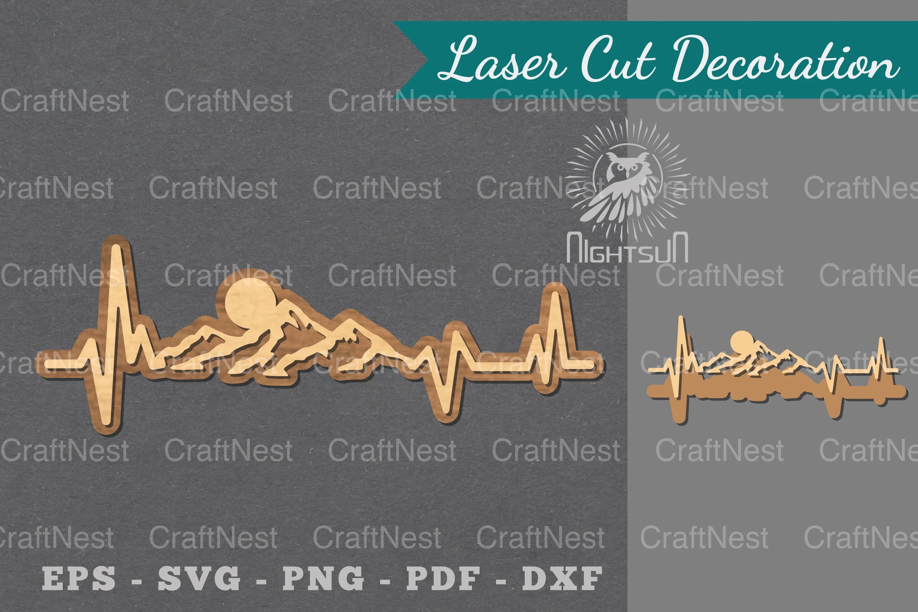Mountain Heartbeat Laser Cut Decoration Clipart Bundle - CraftNest - Digital Crafting and Art