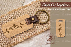 Mountain Heartbeat Laser Cut Keychain Design Bundle - CraftNest - Digital Crafting and Art
