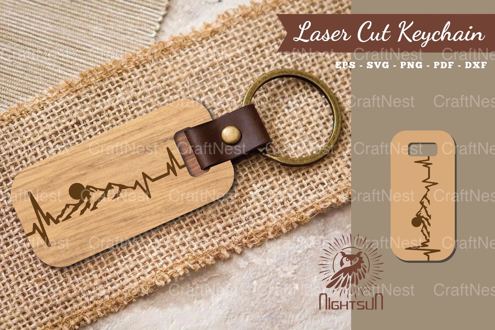 Mountain Heartbeat Laser Cut Keychain SVG Bundle - CraftNest - Digital Crafting and Art
