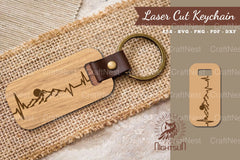 Mountain Heartbeat Laser Cut Keychain SVG Bundle - CraftNest - Digital Crafting and Art