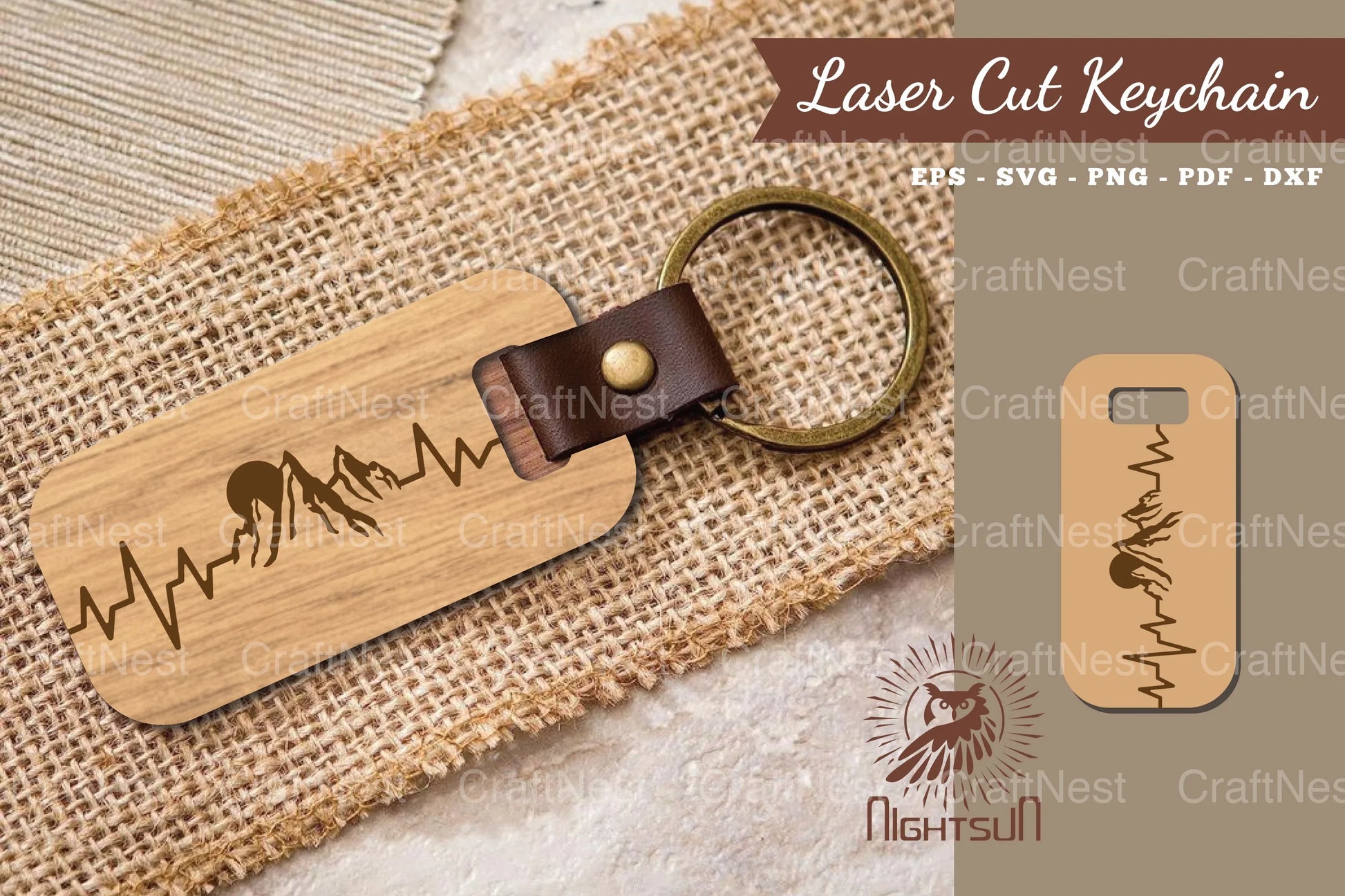 Mountain Heartbeat Laser Cut Keychain SVG Bundle - CraftNest - Digital Crafting and Art