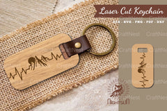 Mountain Heartbeat Laser Cut Keychain SVG Bundle - CraftNest - Digital Crafting and Art