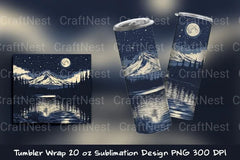Mountain and Moon Tumbler Wrap - CraftNest - Digital Crafting and Art