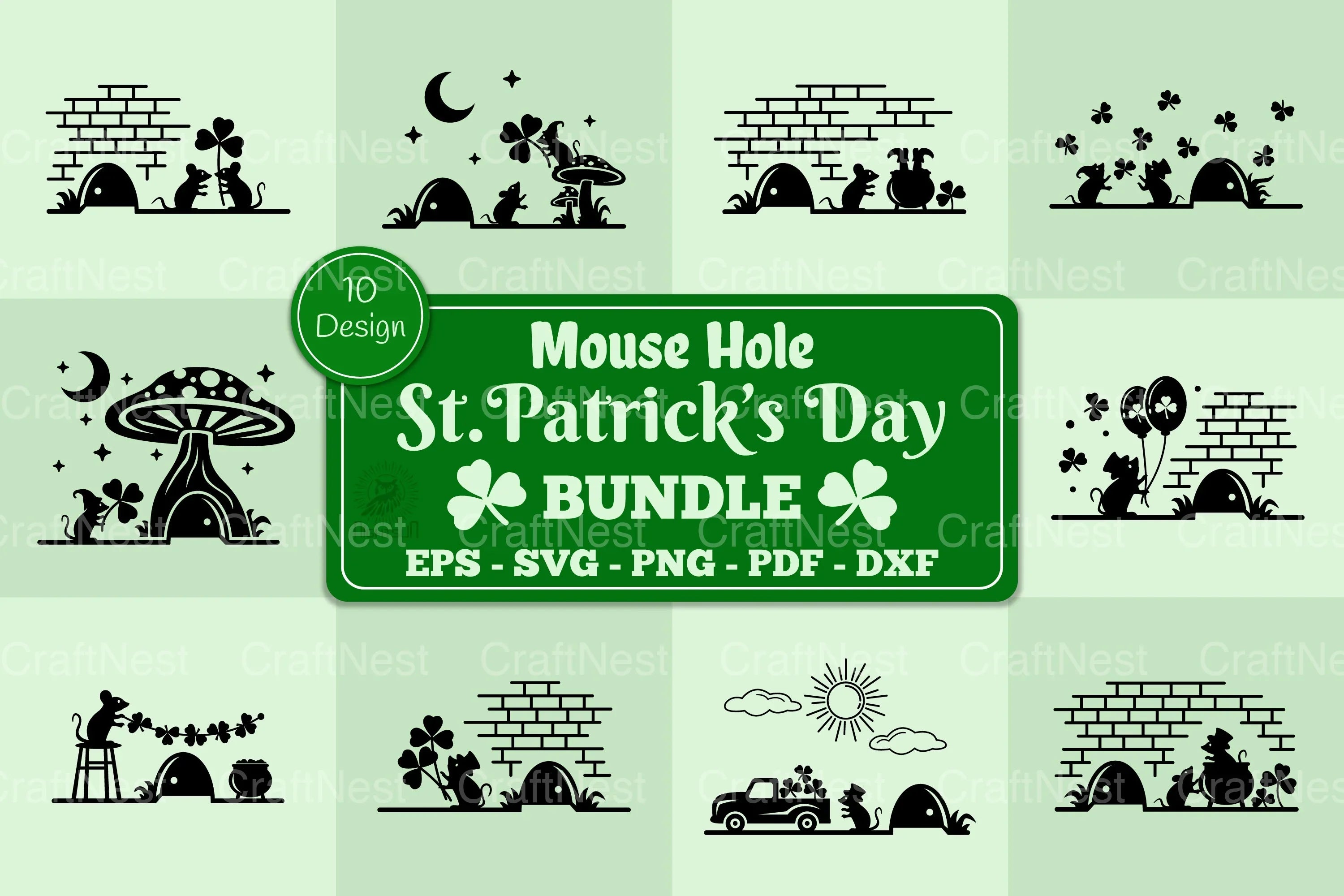 St. Patrick's Day Mouse Hole SVG Bundle - CraftNest - Digital Crafting and Art