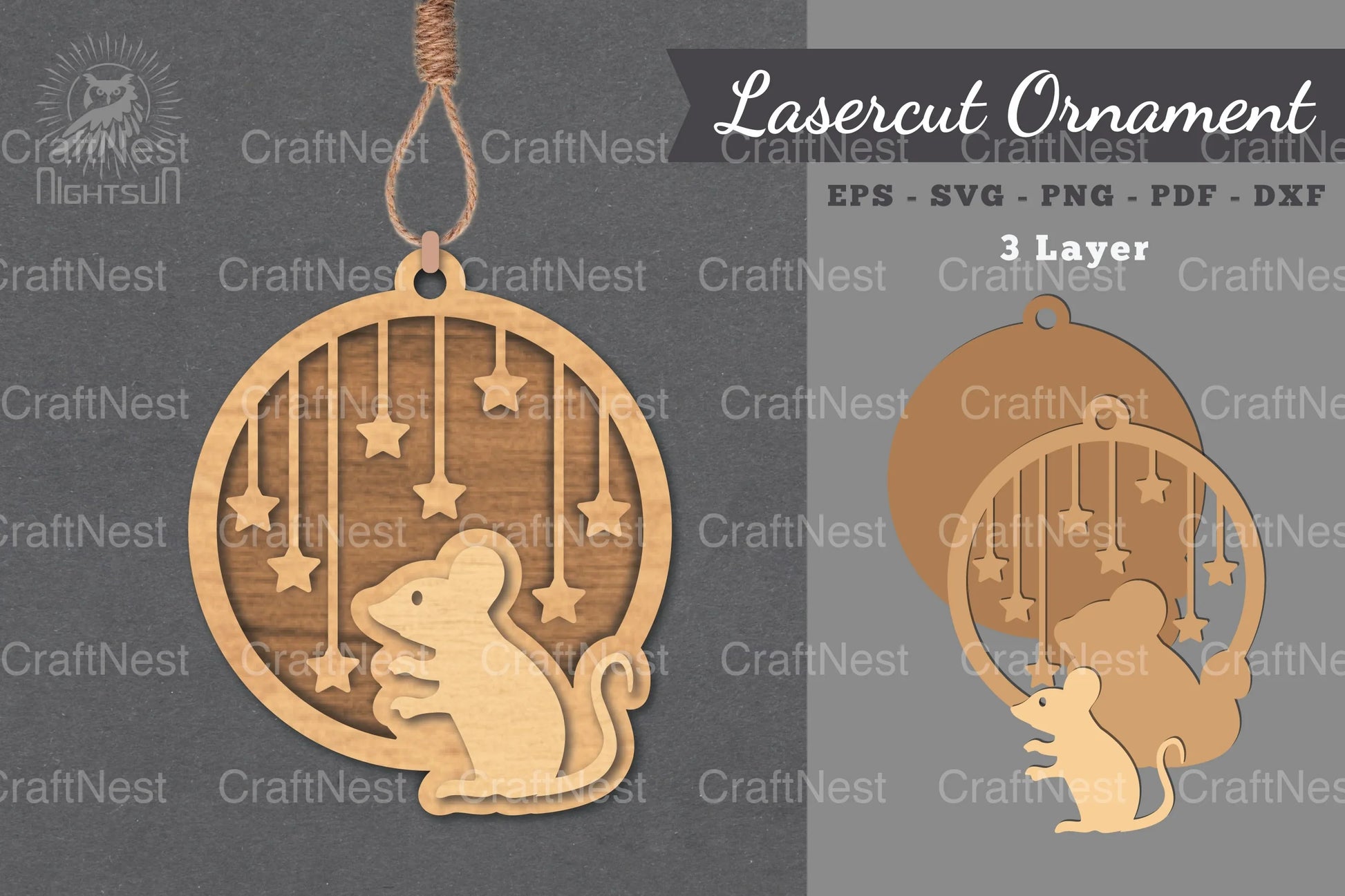 Mouse Laser Cut Ornament SVG Bundle - CraftNest - Digital Crafting and Art