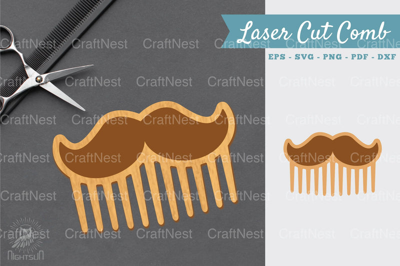 Moustache Laser Cut Comb Clipart Bundle - CraftNest - Digital Crafting and Art