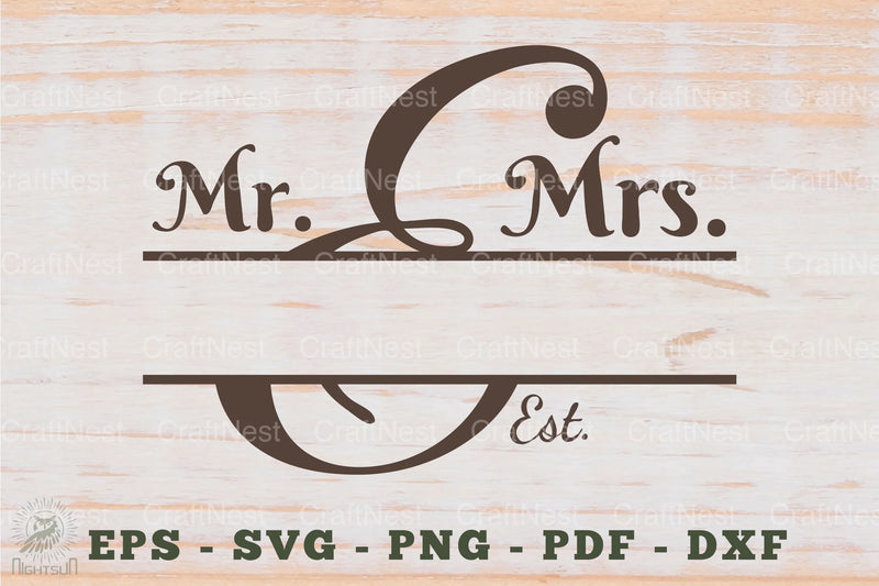 Mr and Mrs Split Monogram SVG Bundle - CraftNest - Digital Crafting and Art
