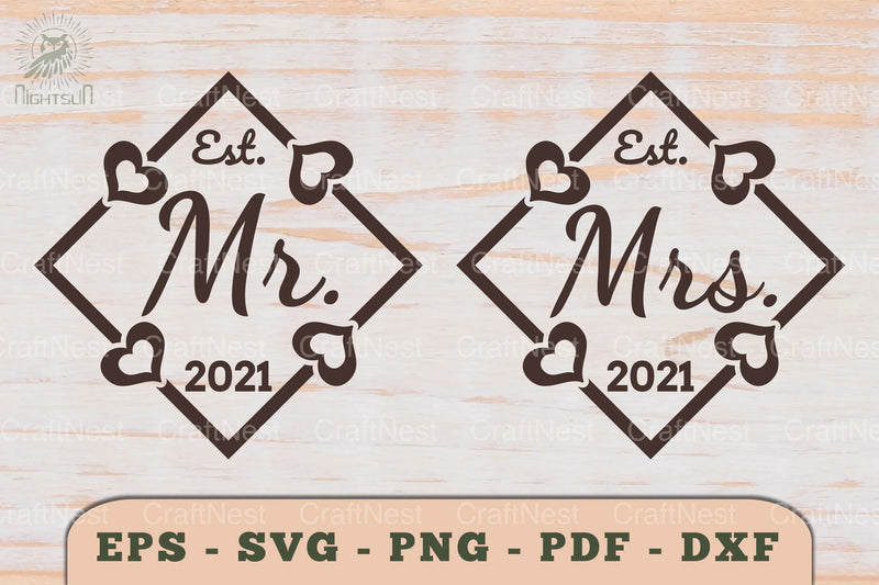 Mr and Mrs Love Couple SVG Bundle - CraftNest - Digital Crafting and Art