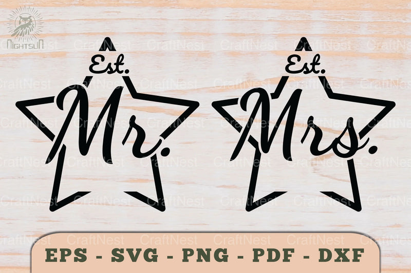 Mr and Mrs Love Couple SVG Bundle - CraftNest - Digital Crafting and Art