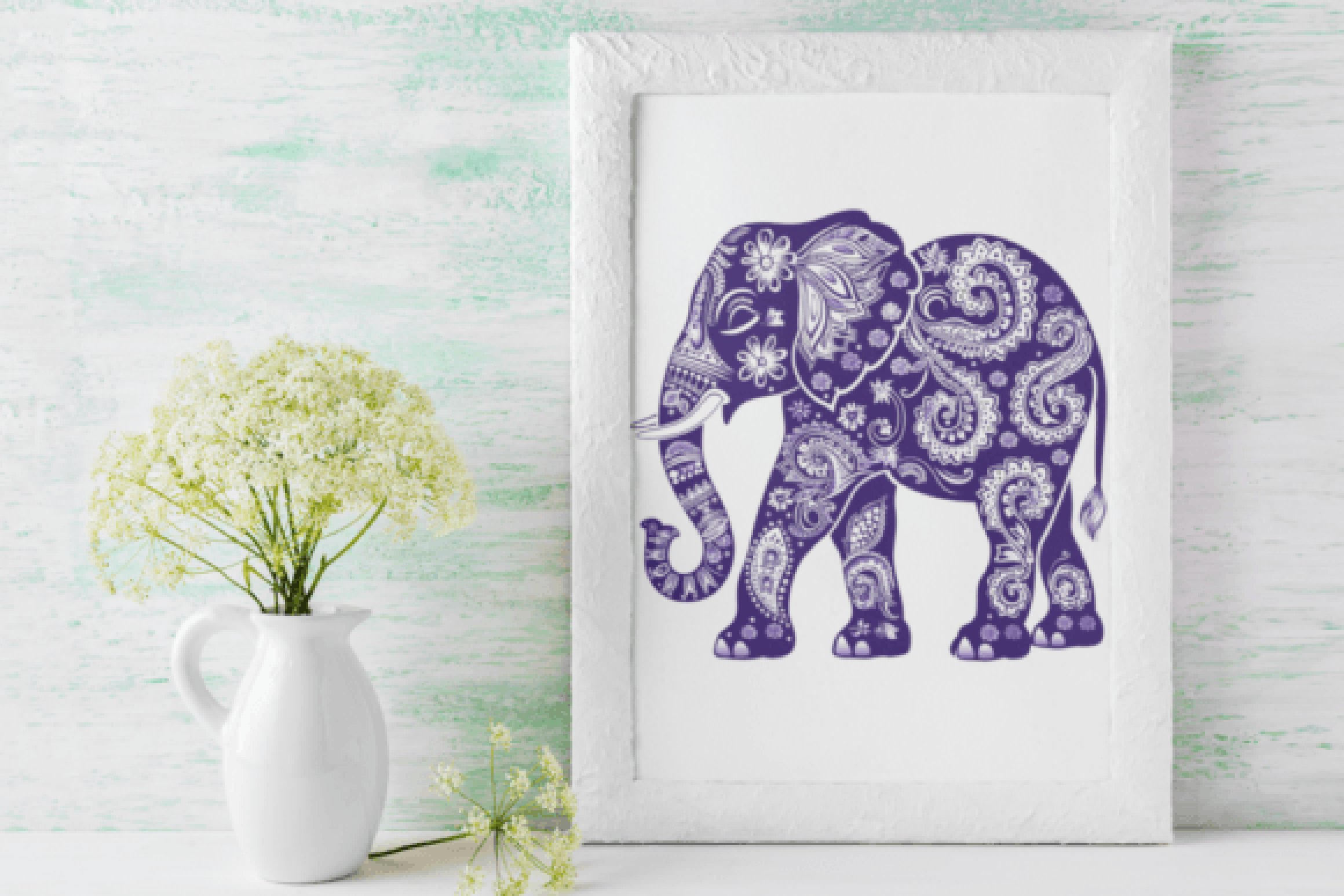 Vibrant Multicolored Paisley Elephant Clipart Bundle
