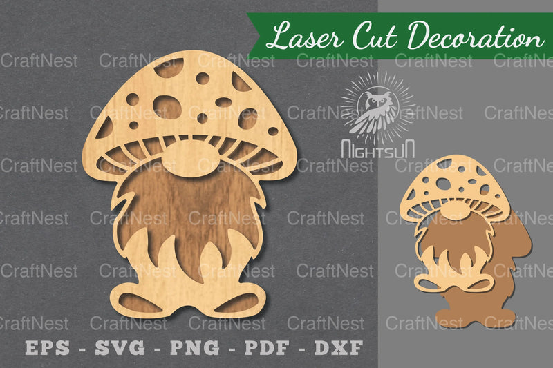 Mushroom Gnome Laser Cut Decoration Bundle - CraftNest - Digital Crafting and Art
