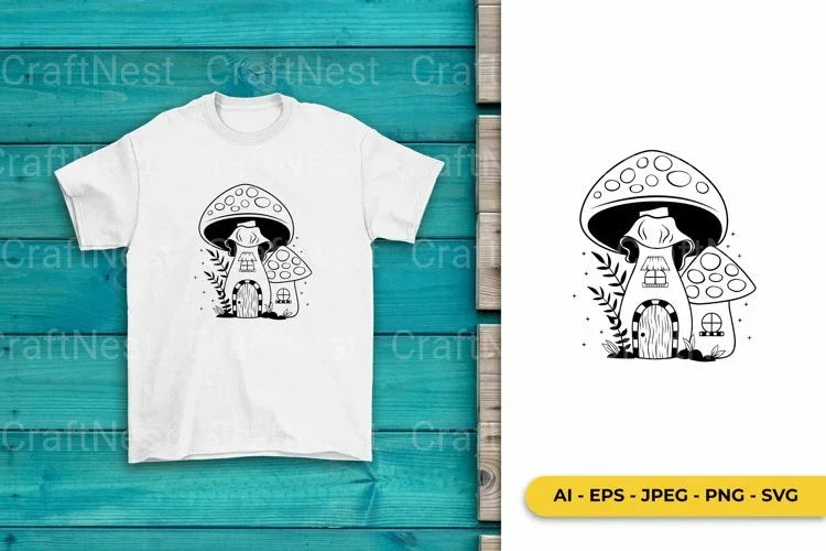 Mushroom House Monogram SVG Bundle - CraftNest - Digital Crafting and Art