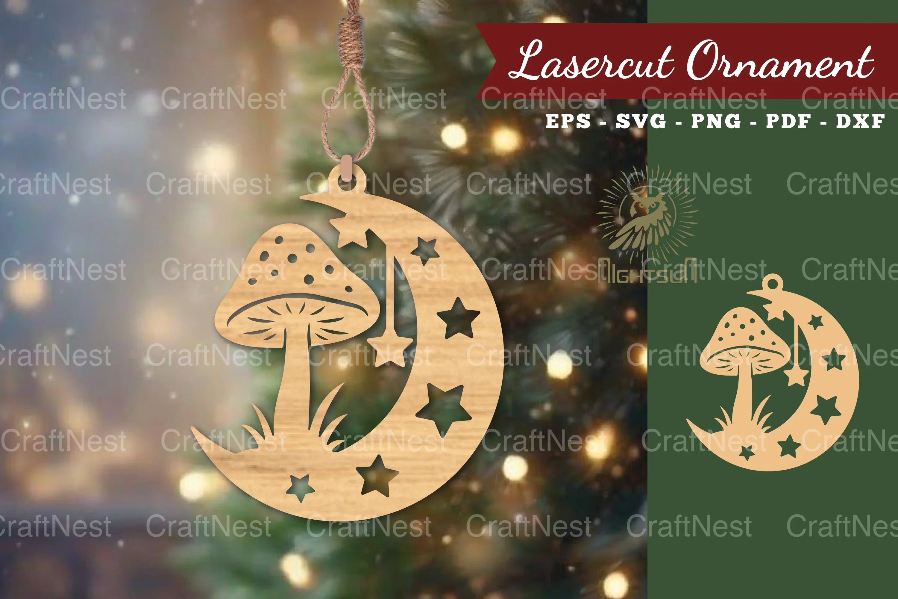 Mushroom Moon Lasercut Ornament SVG Bundle - CraftNest - Digital Crafting and Art