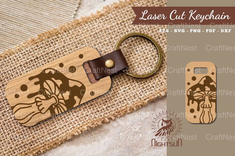 Mushroom Laser Cut Keychain Design Bundle - CraftNest - Digital Crafting and Art