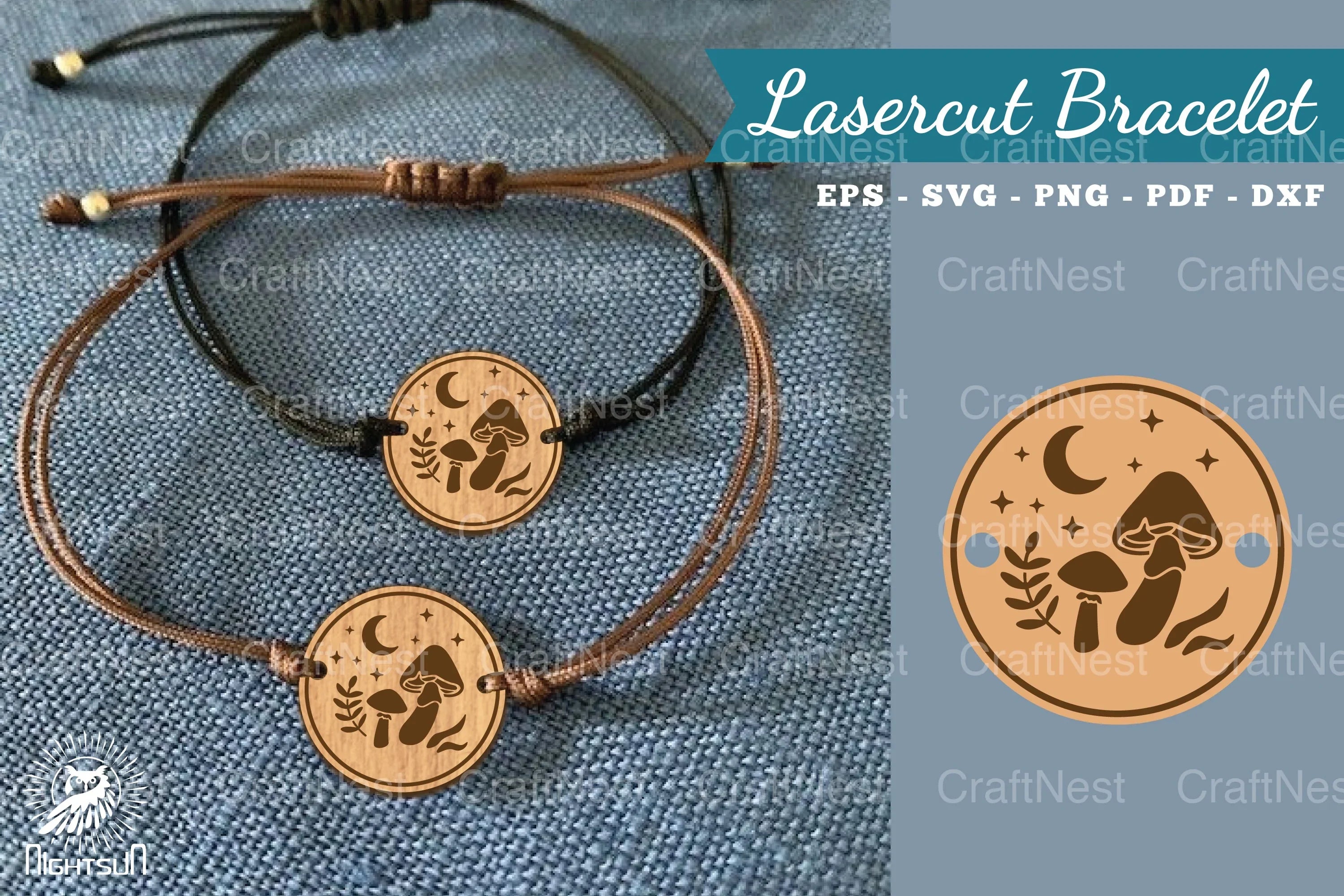 Mushroom Lasercut Bracelet Design Bundle - CraftNest - Digital Crafting and Art