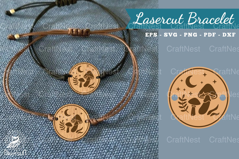 Mushroom Lasercut Bracelet Design Bundle - CraftNest - Digital Crafting and Art
