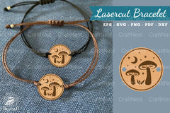 Mushroom Lasercut Bracelet Design Bundle - CraftNest - Digital Crafting and Art