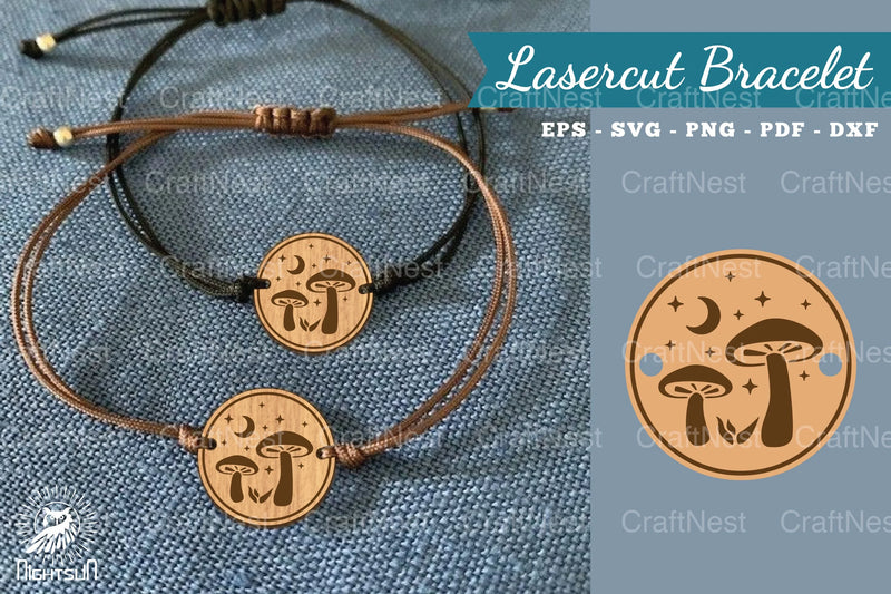 Mushroom Lasercut Bracelet Design Bundle - CraftNest - Digital Crafting and Art