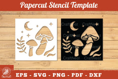 Mushroom Papercut Stencil Clipart Bundle - CraftNest - Digital Crafting and Art