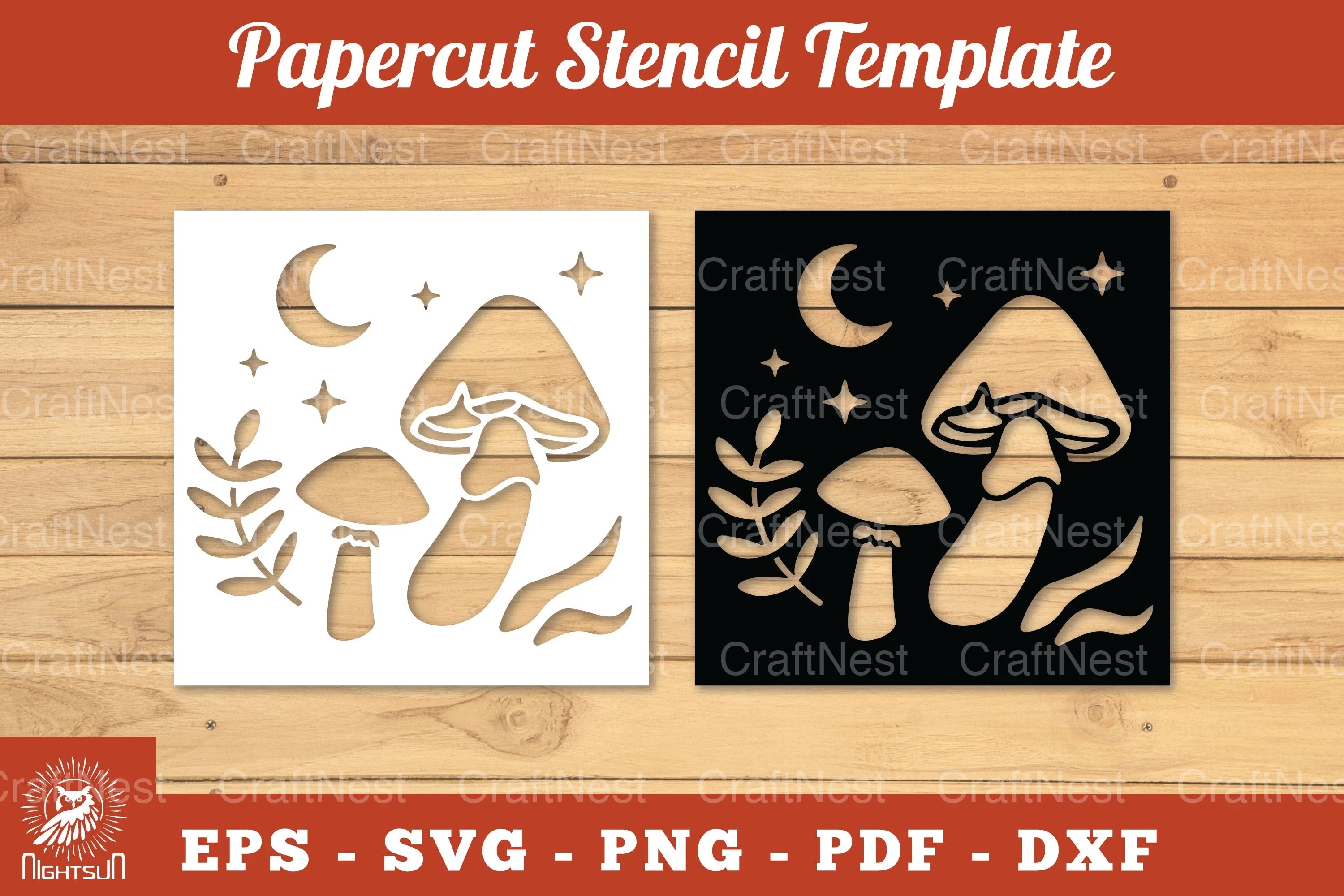 Mushroom Papercut Stencil Clipart Bundle - CraftNest - Digital Crafting and Art