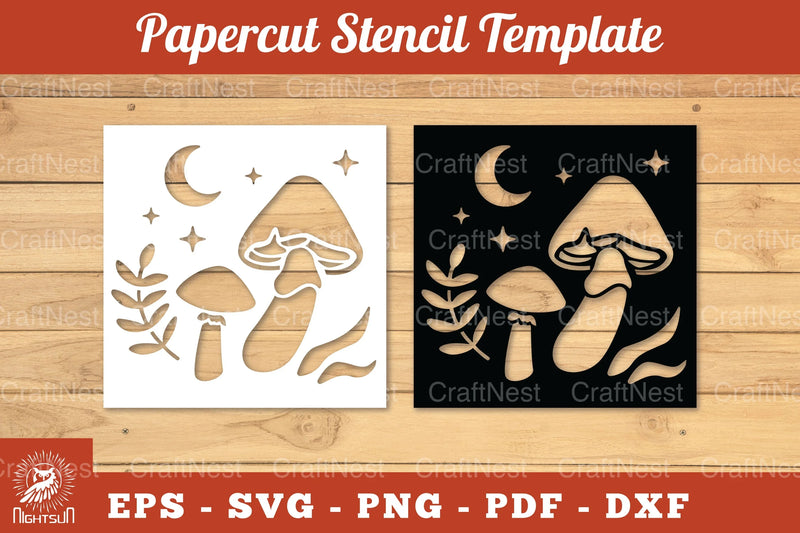 Mushroom Papercut Stencil Clipart Bundle - CraftNest - Digital Crafting and Art