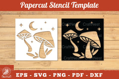 Mushroom Papercut Stencil Clipart Bundle - CraftNest - Digital Crafting and Art