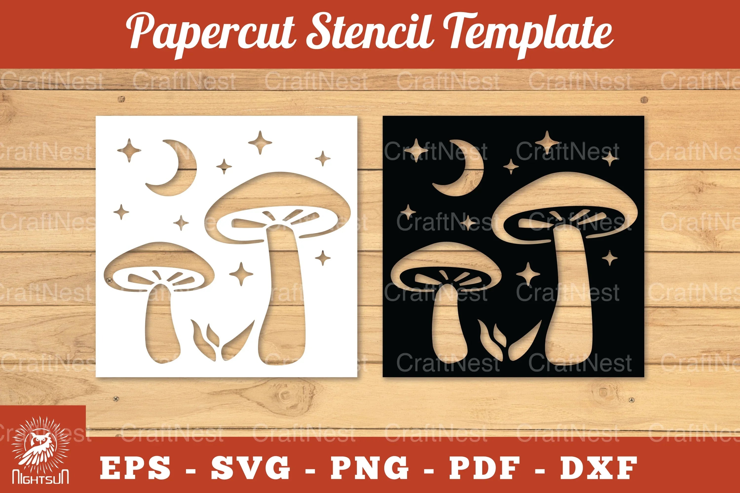Mushroom Papercut Stencil Clipart Bundle - CraftNest - Digital Crafting and Art