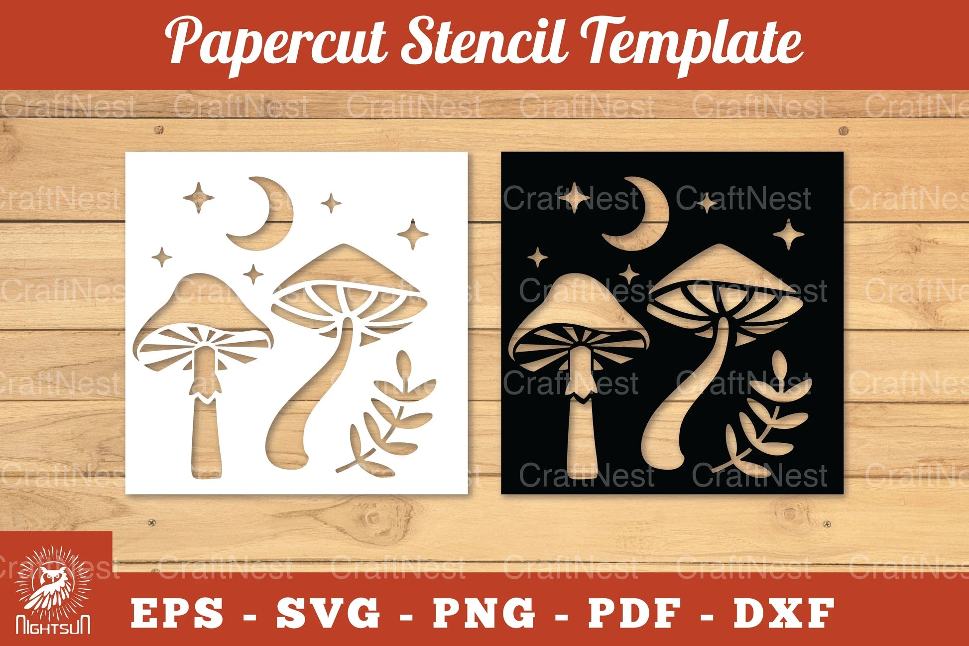 Mushroom Papercut Stencil Clipart Bundle - CraftNest - Digital Crafting and Art