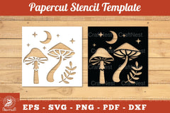 Mushroom Papercut Stencil Clipart Bundle - CraftNest - Digital Crafting and Art