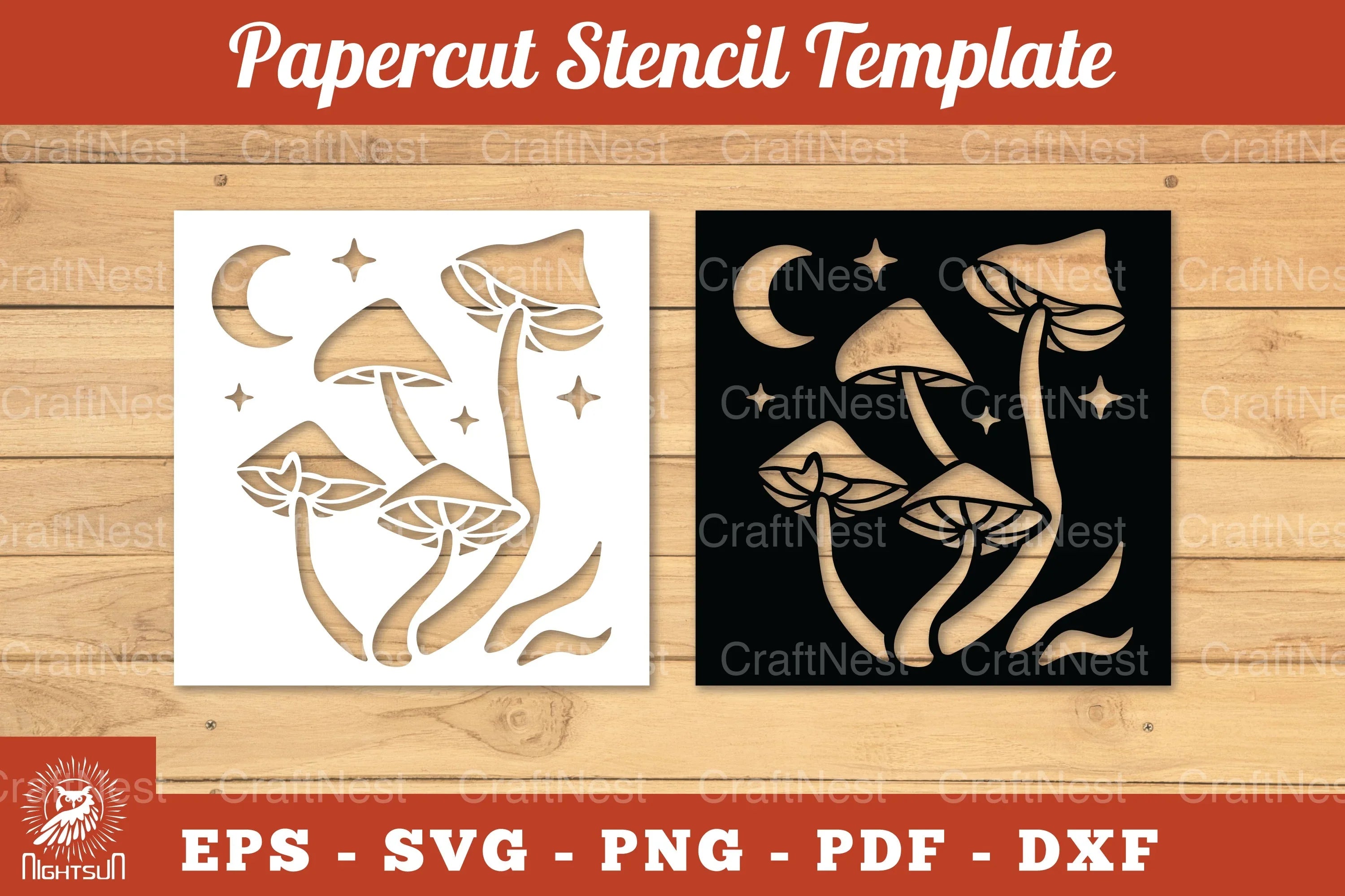Mushroom Papercut Stencil Clipart Bundle - CraftNest - Digital Crafting and Art