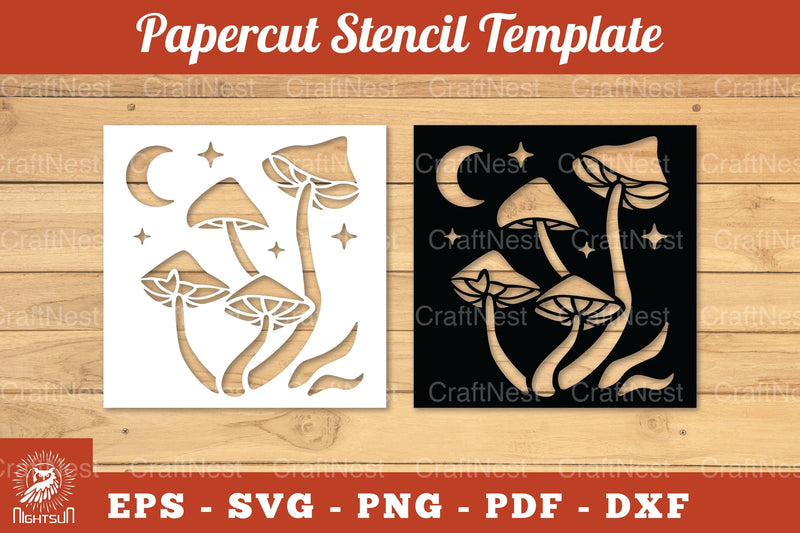 Mushroom Papercut Stencil Clipart Bundle - CraftNest - Digital Crafting and Art