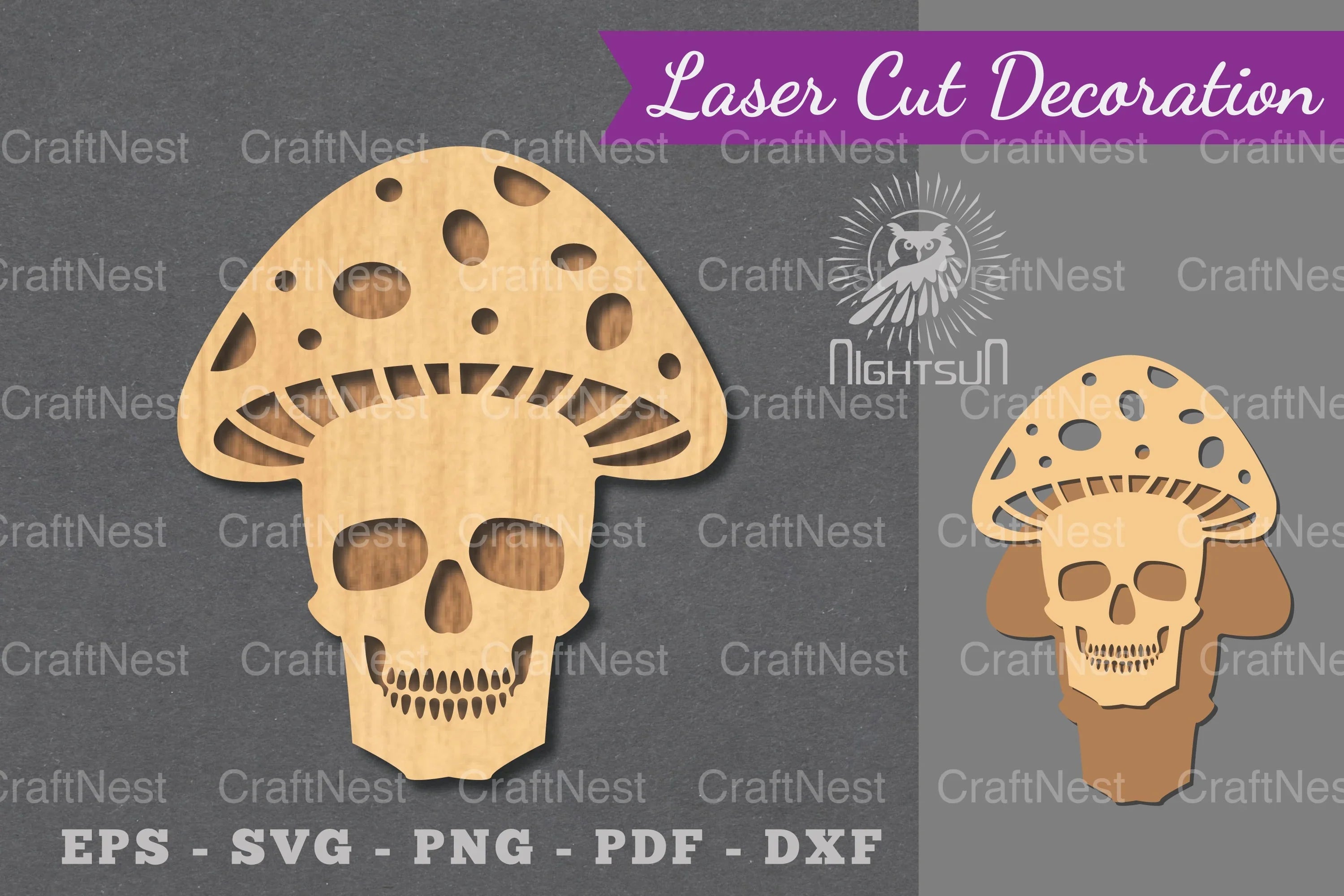 Mushroom Skull Laser Cut Decoration Clipart Bundle - CraftNest - Digital Crafting and Art