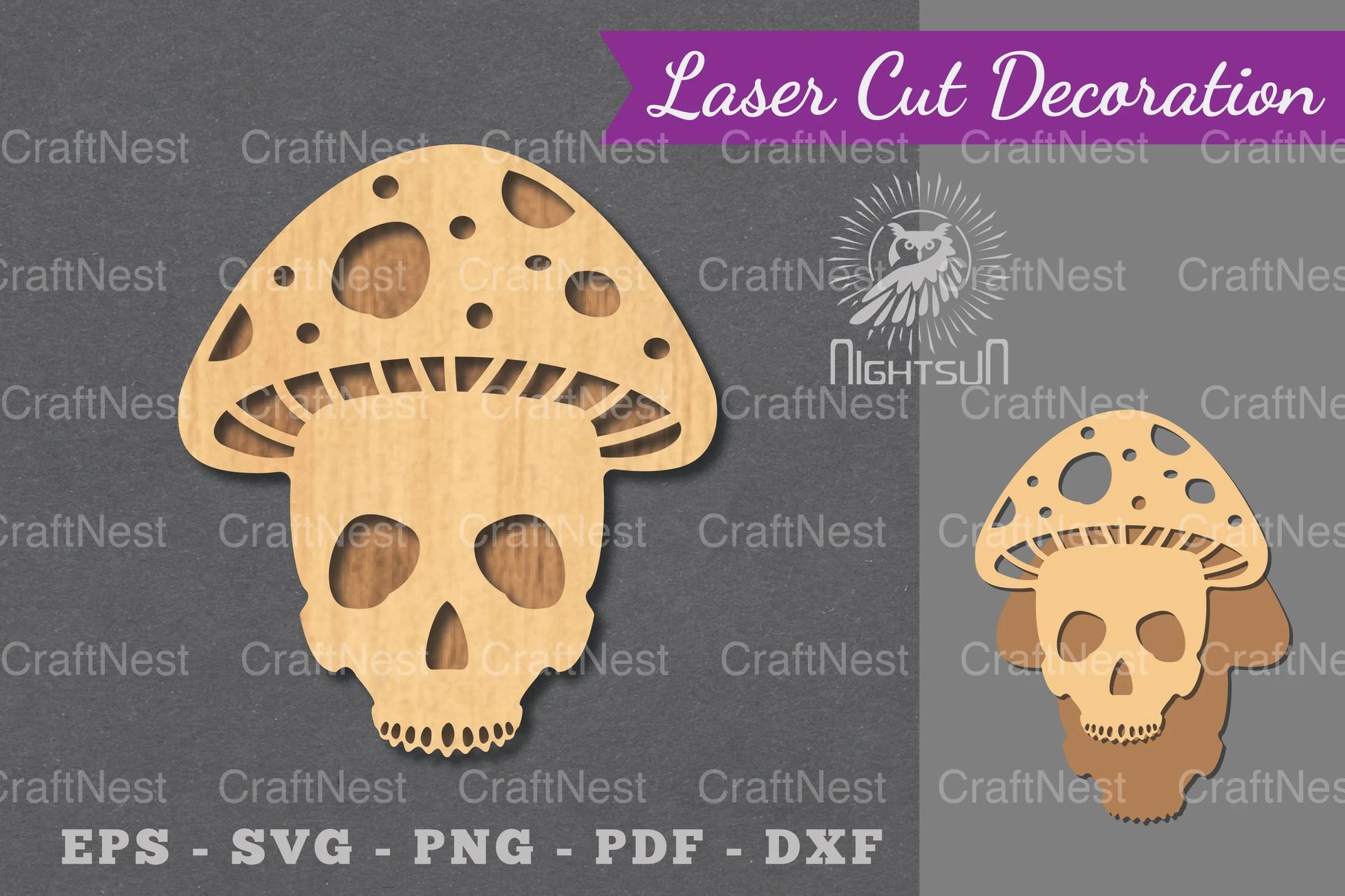 Mushroom Skull Laser Cut Decoration Clipart Bundle - CraftNest - Digital Crafting and Art