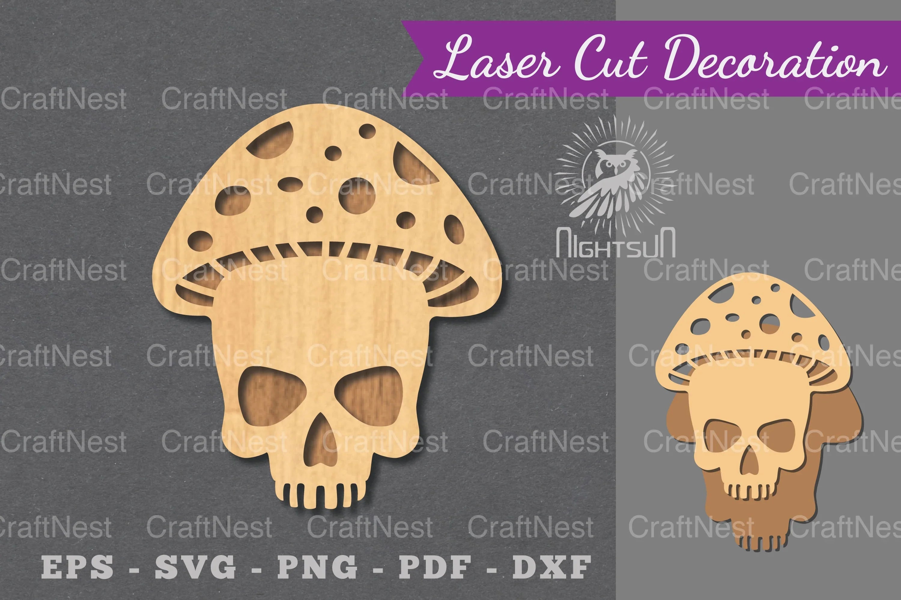 Mushroom Skull Laser Cut Decoration Clipart Bundle - CraftNest - Digital Crafting and Art