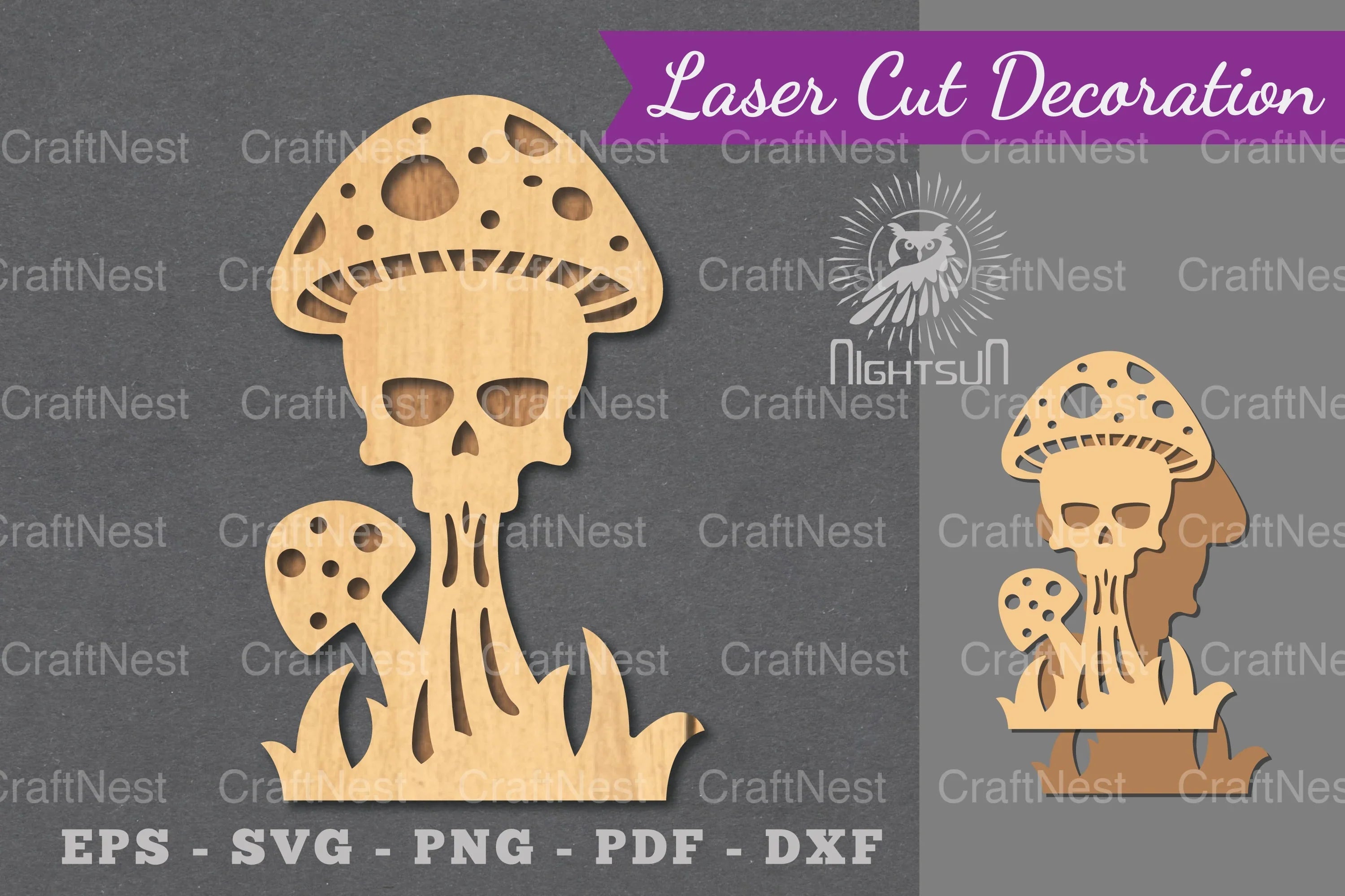 Mushroom Skull Laser Cut Decoration Bundle - CraftNest - Digital Crafting and Art