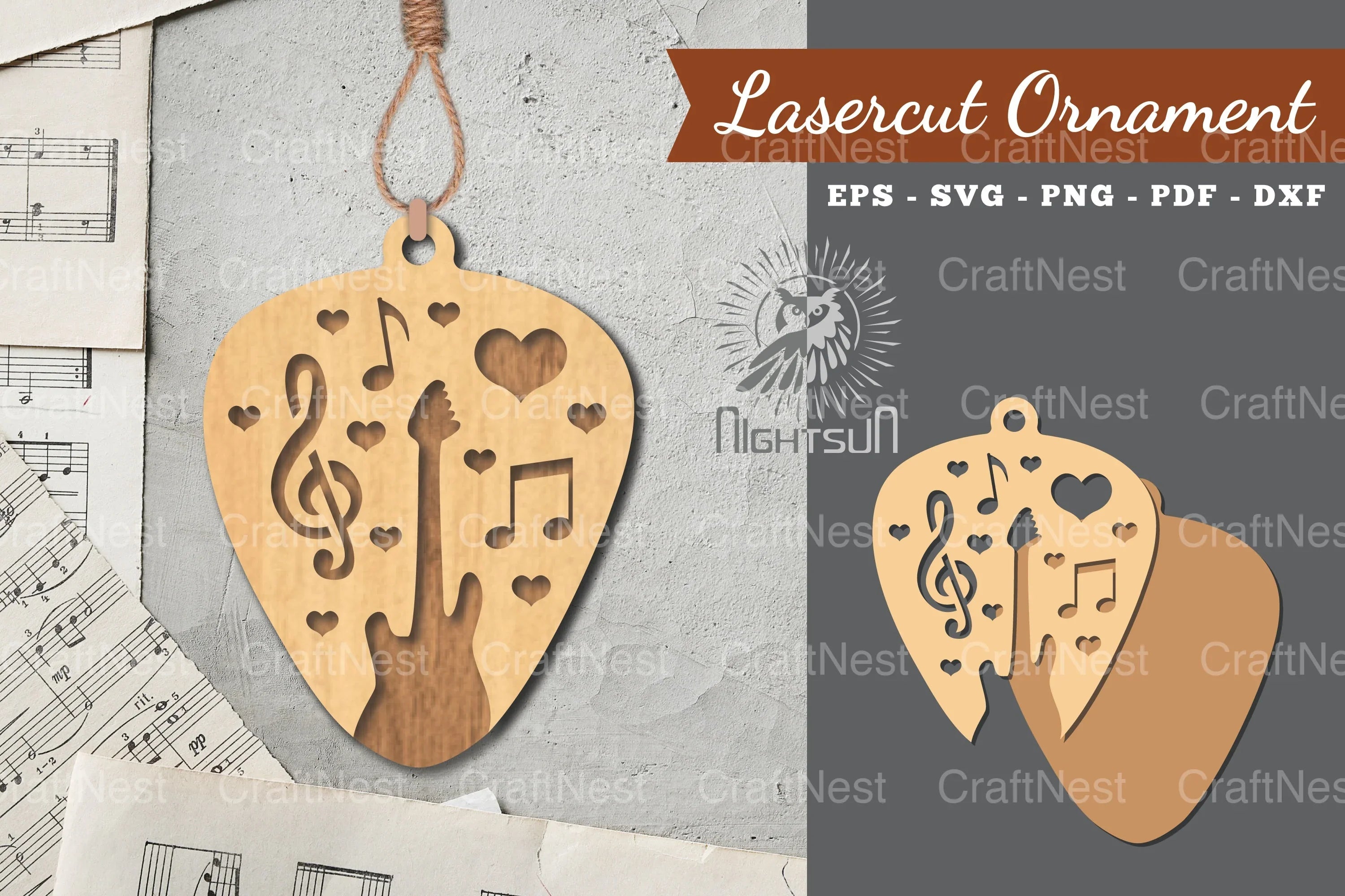 Music Guitar Laser Cut Ornament Clipart Bundle - CraftNest - Digital Crafting and Art
