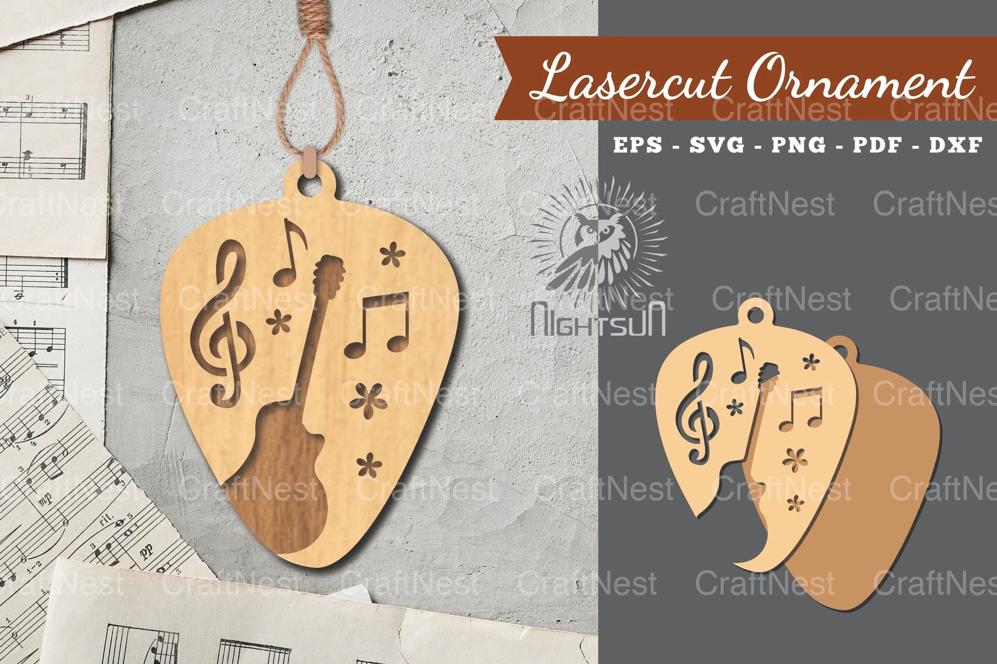 Music Guitar Laser Cut Ornament Clipart Bundle - CraftNest - Digital Crafting and Art