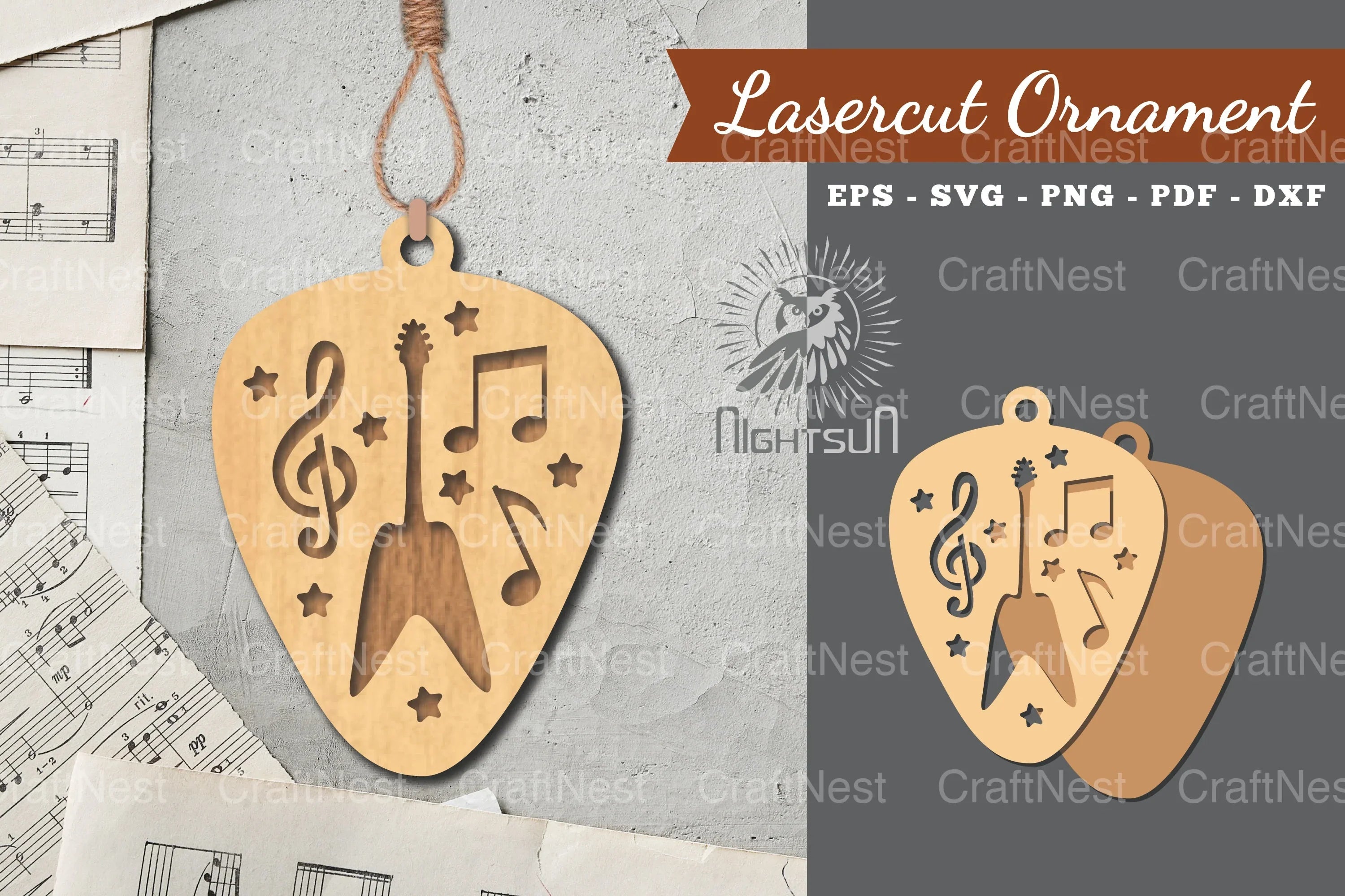 Music Guitar Laser Cut Ornament Clipart Bundle - CraftNest - Digital Crafting and Art