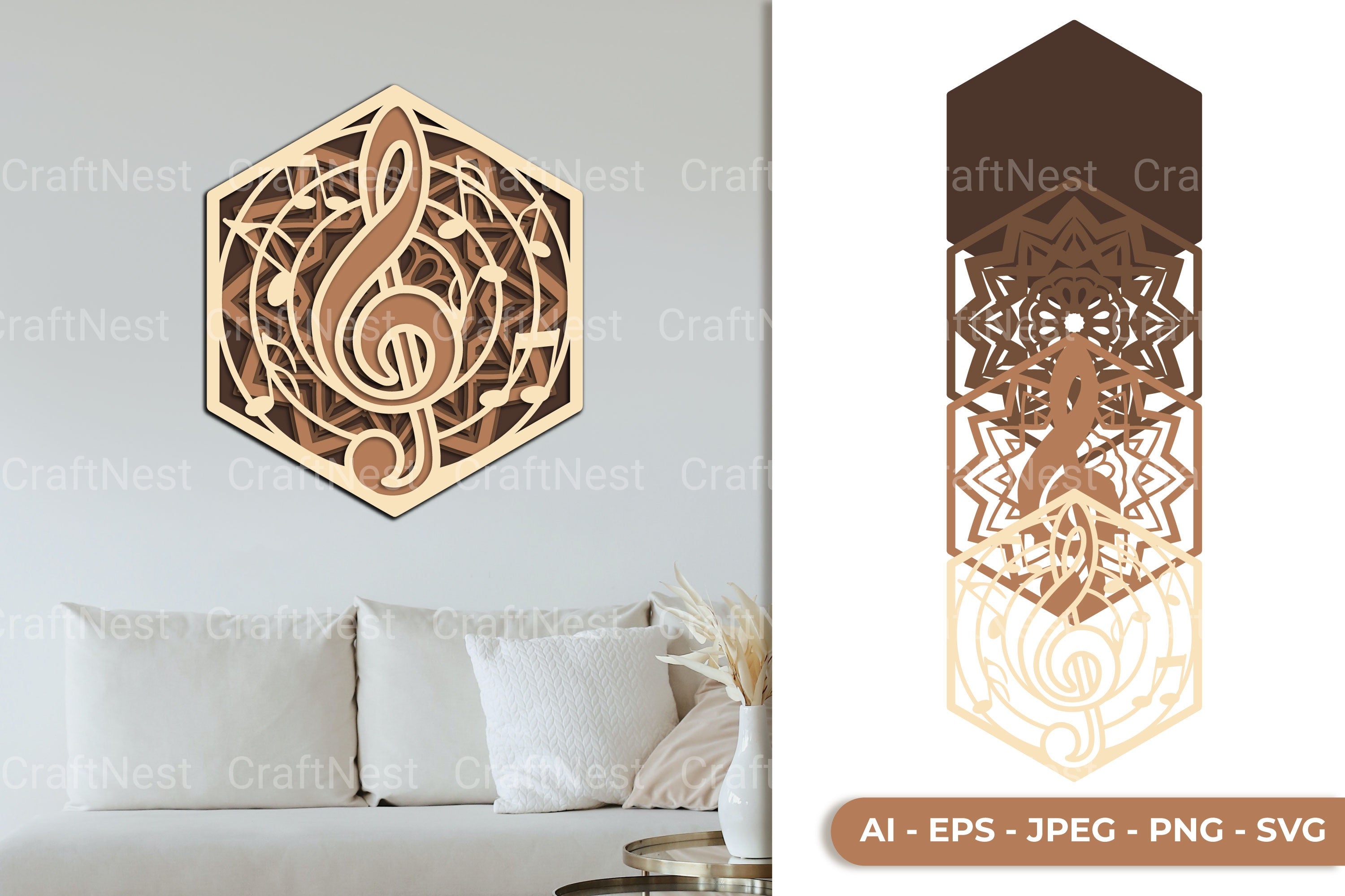 Music Note Layered Lasercut Clipart Bundle - CraftNest - Digital Crafting and Art