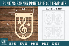 Music Notes Bunting Banner Printable Clipart - CraftNest - Digital Crafting and Art