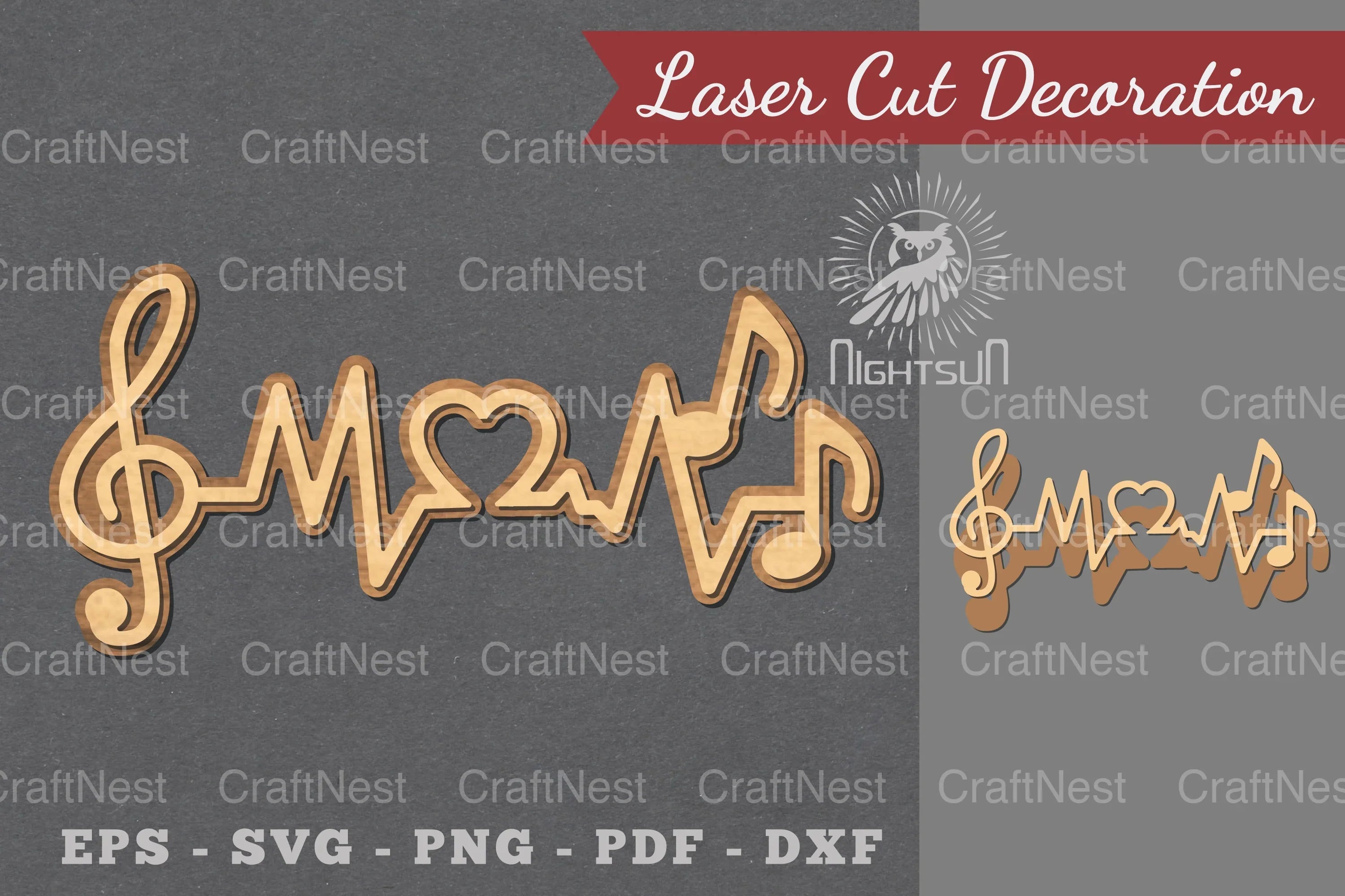 Music Notes Heartbeat Laser Cut Decoration Clipart Bundle - CraftNest - Digital Crafting and Art