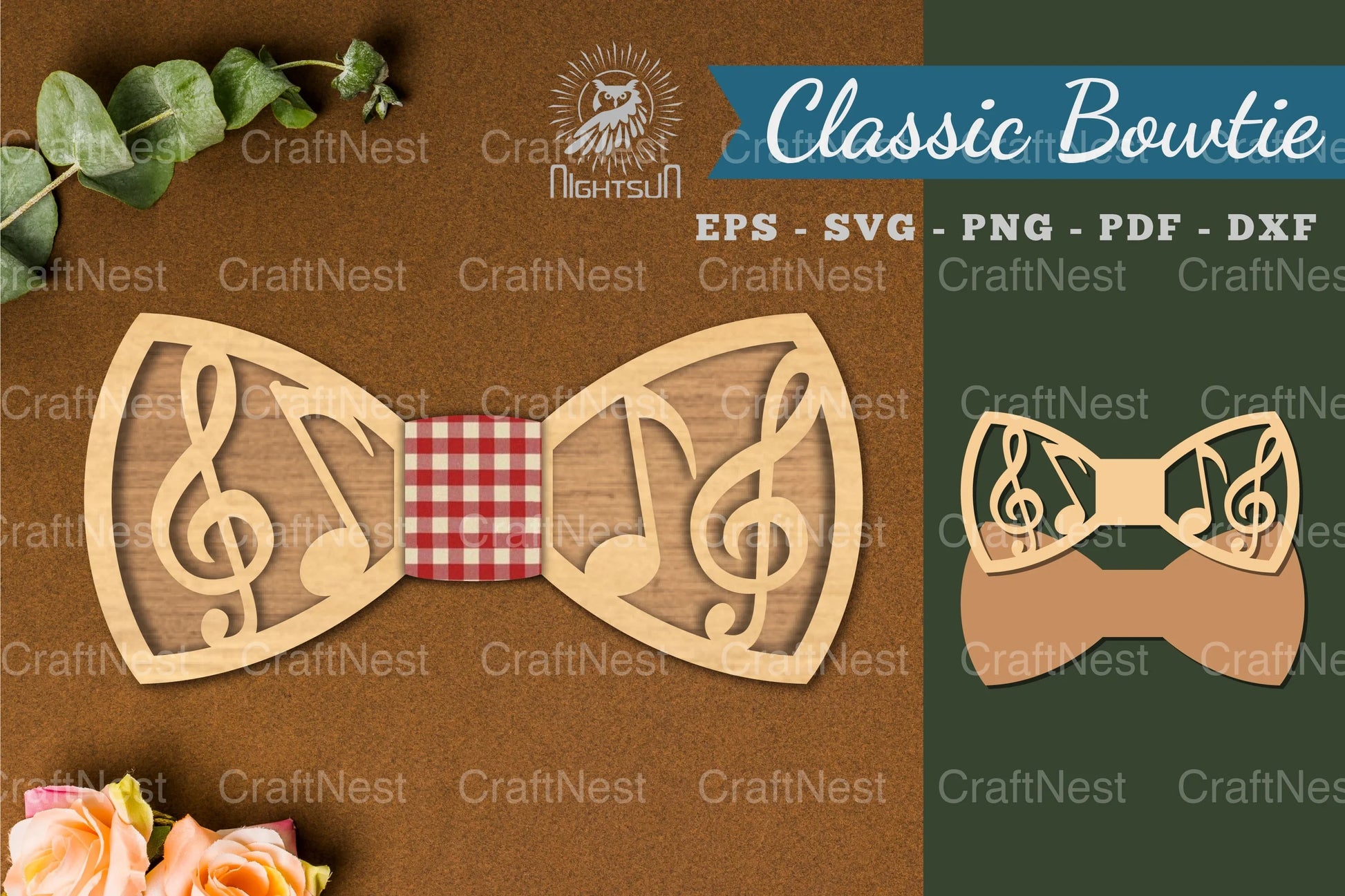 Music Notes Laser Cut Bowtie Clipart Bundle - CraftNest - Digital Crafting and Art