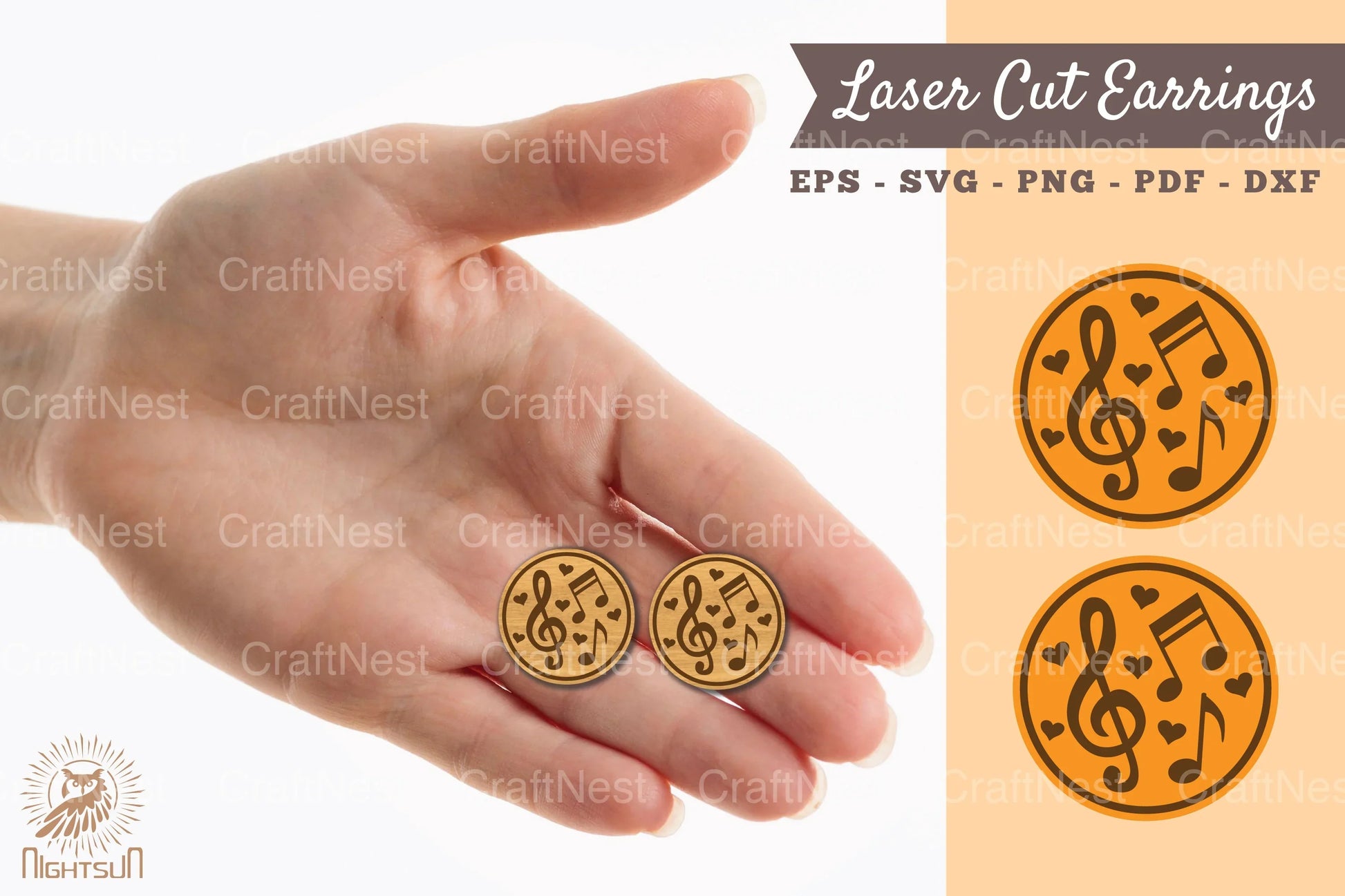 Music Notes Laser Cut Earrings Design Bundle - CraftNest - Digital Crafting and Art